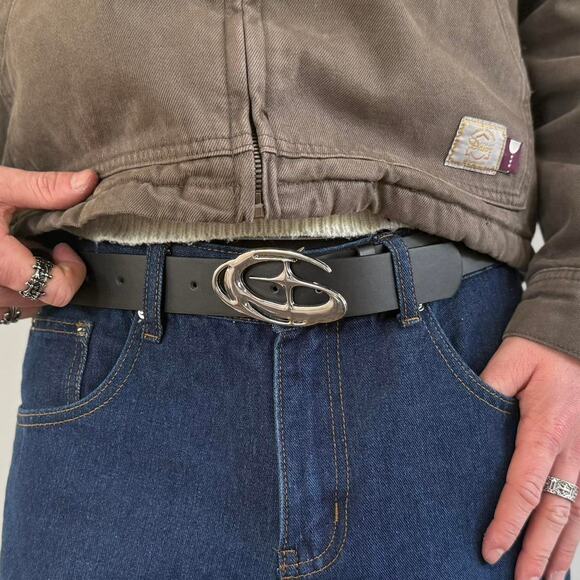 Chrome Star Black Silver Belt – Futuristic Grunge Emo Style, Unisex, Brand New - Picture 8 of 12